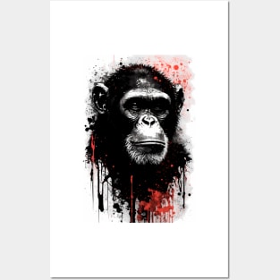 Chimpanzee Ink Painting Posters and Art